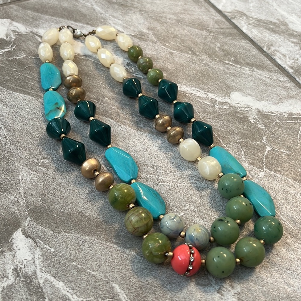 Double Layer Statement Necklace Multicolored - image 2